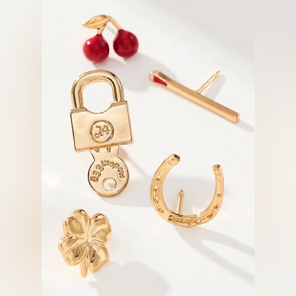 NWT Anthropologie Lucky Icons Mini Brooches - Set of 5